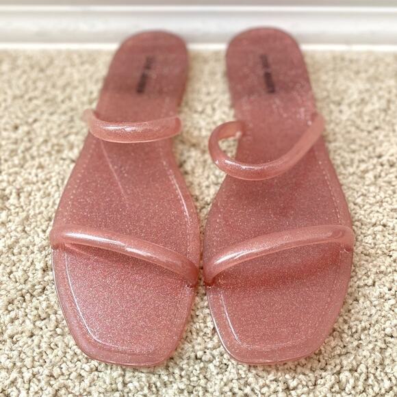 Steve Madden Shoes - Steve Madden Pink Glitter Jelly Slide Sandals